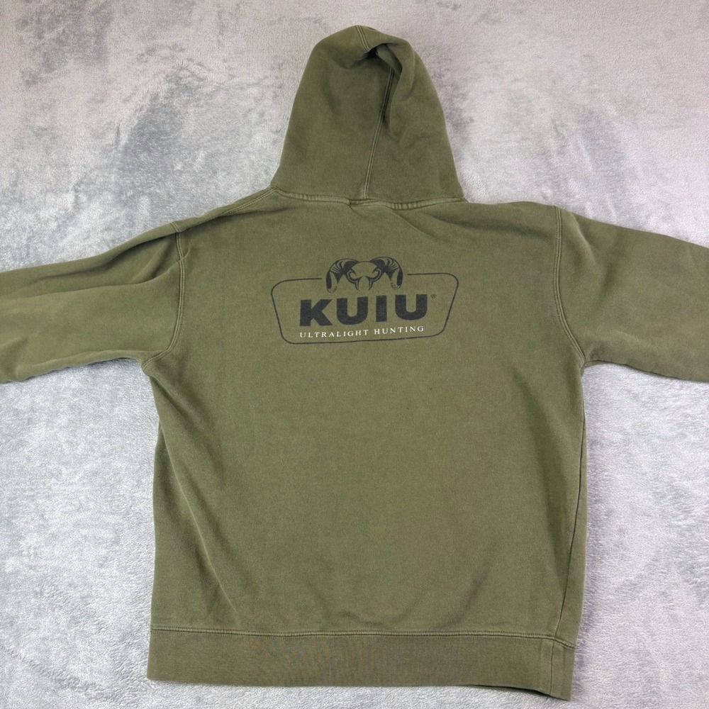 KUIU Medium Olive Green Pullover Hoodie Ultralight Hunting Graphic Fleece Mens
